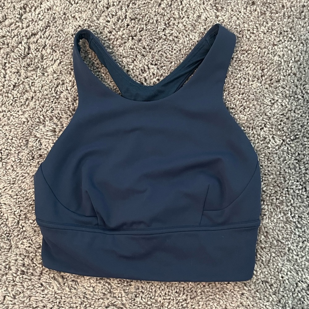 lululemon wunder train longline bra, mineral blue, size 6